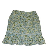 Ann Taylor Skirt Womens Size 4 Linen Blend Floral Ivory Blue Flowy - $8.86