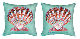 Pair of Betsy Drake Scallop - Teal No Cord Pillows - £62.12 GBP