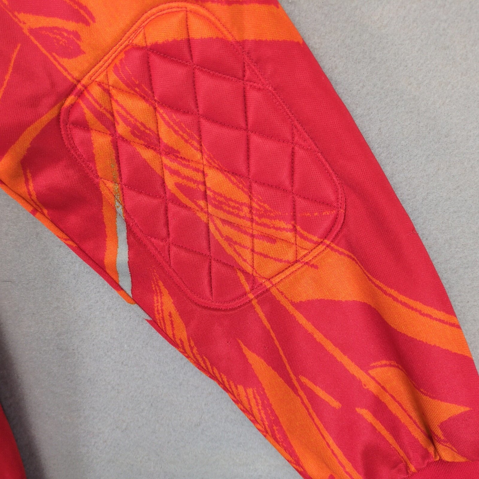 Vtg 90s Uhlsport Soccer Goalkeeper Jersey Men's M Orange Red Elbow Pads Collar Item image 3