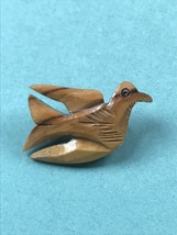 Vintage Small Carved Olive Wood Wooden Peace Dove Pin Brooch – 1 and 3/8th’s x  - £8.83 GBP