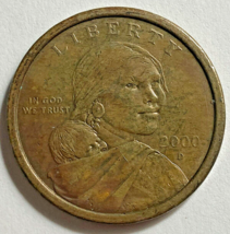  Struck Through Hair&amp; Face Nice Toned 2000 D Sacagawea Dollar Coin   - £11.87 GBP