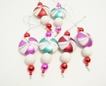 6 Christmas Ornament Tear Drop Peppermint Candy Theme Red Green Purple W... - $6.99