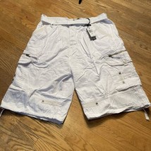Men&#39;s Lightweight White Cargo Shorts with Belt PJ Mark Sz 42 Y2K - £19.09 GBP