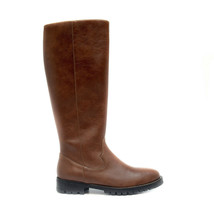 High knee winter boot with zip round-toe flat anti-skid &amp; cold wind resi... - $128.02