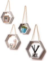 Floating or Hanging Hexagon Shelves - Set of 4 - £31.69 GBP