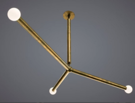Customized 3 Arms Modern Brushed Brass Sputnik chandelier light - £134.28 GBP
