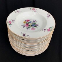 Vtg 1950s Noritake Nippon Toki Kaisha Dresden Floral Porcelain Soup Bowls 12 LB3 - £72.81 GBP