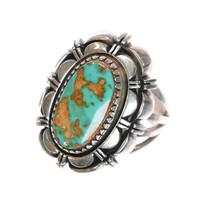 Sz8.5 Herbert Begay Navajo sterling high grade turquoise ring - $292.05