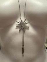 Rhinestone Starburst Lavalier Lariat Silver Toned 18” Length Adjustable - $455.04 MXN