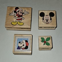 Disney Mickey Mouse Christmas Santa Claus Rubber Stamp Lot Stampede Dainty Holly - £19.42 GBP