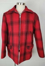 Vintage Mens Penney&#39;s Foremost Hunting Coat Red Black Buffalo Plaid Chec... - £42.83 GBP