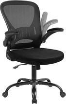 Youhauchair Mesh Office Chair, Ergonomic Computer Chair With Flip-Up Arms, Black - £114.29 GBP