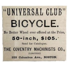 Coventry Machinists Universal Club Bicycle 1885 Advertisement Victorian ... - £11.78 GBP