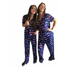 Pajamas Patriotic Stars Stripes Womens S Nite Nite Munki Munki PJs Short Sleeves - £22.98 GBP