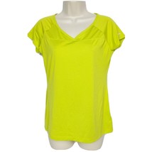 Columbia Womens Athletic Top Size Medium Solid Green V Neck Workout Shor... - $13.86