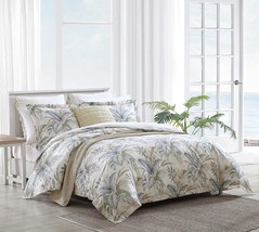 Tommy Bahama® Bakers Bluff Queen 3PC Duvet Cover &amp; Sham Set Tan Blue Palm Leaf - £102.71 GBP