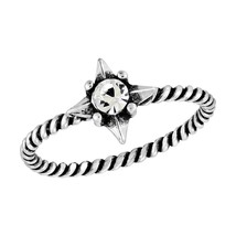 Lucky North Star Cubic Zirconia Sterling Silver Twisted Band Ring-7 - £9.48 GBP