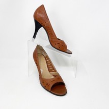 Franco Sarto Womens Brown Laser Cut Leather Peep Toe Pump Size 7.5 - £21.88 GBP
