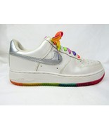NIKE  Air Force 1 AF1 White Metallic Silver FCHS Rainbow 318275-101 Size... - £40.22 GBP