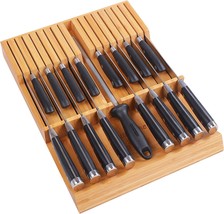 Utoplike In-Drawer Knife Block Bamboo Kitchen Knife Drawer Organizer, Large - £38.26 GBP