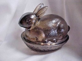 Imperial Glass Brown Glass Bunny Candy Box Container - £22.01 GBP