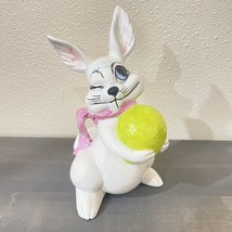 Vintage 1978 Winking Easter Bunny painted Ceramic Figurine Atlantic Mold 9.5” T - £15.56 GBP