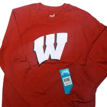 NCAA Wisconsin Badgers Team Logo Long Sleeve T-Shirt Youth Boys L (14/16) Red - £7.14 GBP