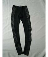 Alice &amp; Olivia Leggins Leather Panel Stretch Knit Black Pant XS - $34.78 CAD