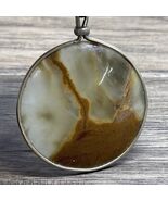 Vitnage Large Gold Tone Mounted Agate Cabochon Pendant Charm Estate Jewe... - $27.73 CAD