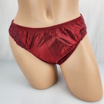 Vintage Vanity Fair Hi Cut Panties Second Skin Satin Lace Red 13-073 Sz 7 - $39.59