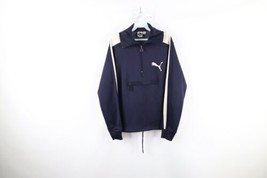 Vintage 90s Puma Womens Size Large Spell Out Half Zip Pullover Jacket Navy Blue - £38.85 GBP