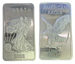 1 TROY OUNCE/OZ .999 Pure Precious Metal Walking Liberty Eagle  Zinc Bar Silv... - £10.29 GBP