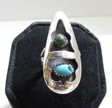 Old Pawn Sterling Silver Turquoise Shadow Box Ring Sz 6.25 Jesse Thompson Navajo - £47.62 GBP