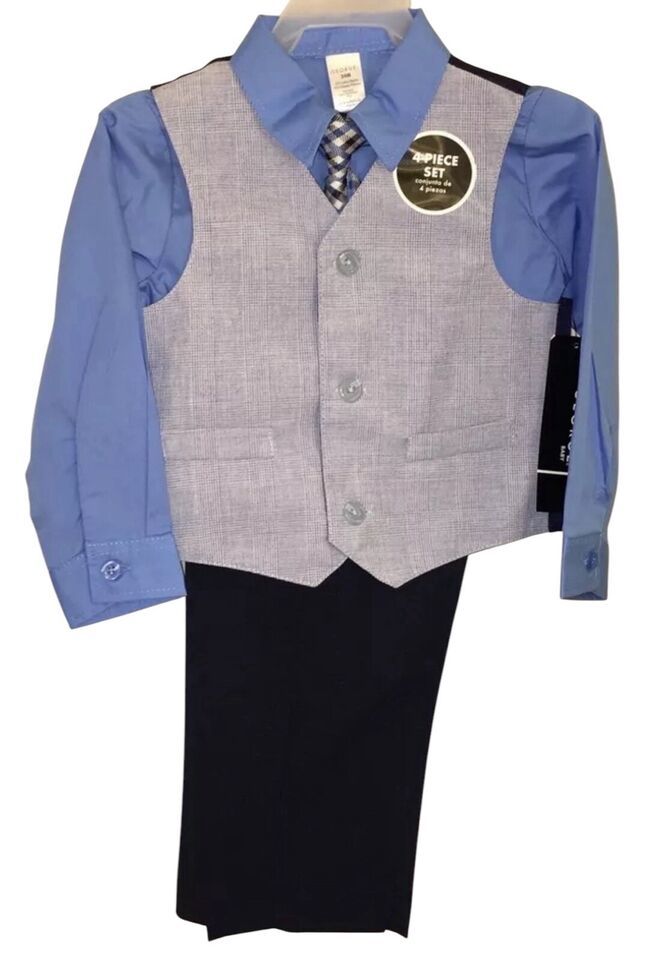 NEW Infant Toddler Boys George 4 Piece Vest Shirt Pants Tie Suit Set 18M... - $16.99