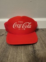 Vintage Coca-Cola Coke Enjoy Trademark Made in USA Red Mesh Trucker Snap... - £11.85 GBP