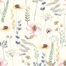 Blooming Wall Dpya34 Fresh Flower In Pastel Color Peel And Stick Wallpaper - £26.74 GBP