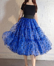 Royal Blue Polka Dot Tutu Skirt Women Plus Size A-line Layered Tutu Skirt image 2