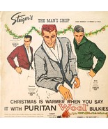 1959 Steiger&#39;s Christmas Bulkies Man Shop Advertisement Puritan Wool DWJJ5 - $29.99