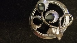 Stamped ART,Sterling,Silver,Brooch,Black Onyx,Vintage,Collectible,Annive... - $85.00