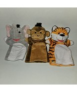 3 Melissa &amp; Doug Hand Puppet Lot Zoo Animals Elephant Tiger Monkey Plush... - £9.37 GBP