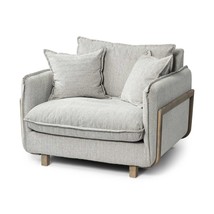 42" Gray And Wood Brown Fabric Arm Chair - $27,802.08 MXN