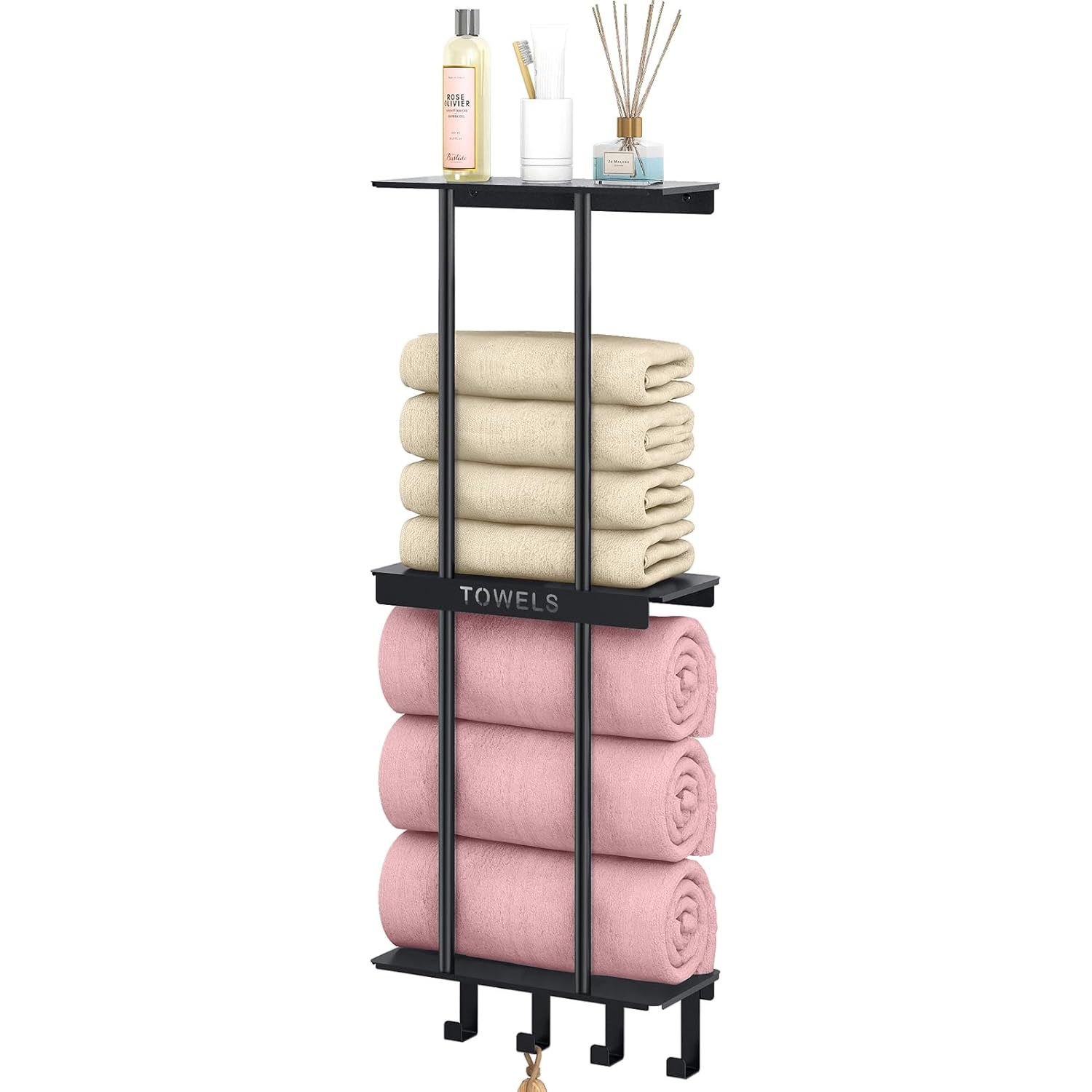 Towel Racks For Bathroom, New Upgrade 3 Tier Bathroom Towel Storage Shelf Rack W