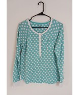 Cuddl Duds Polka Dot Teal Green Long Sleeve Lounge Shirt Women&#39;s Size S - $148.14 MXN