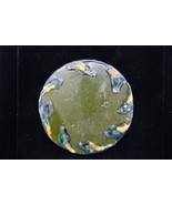 Vtg 4.5&quot; MCM Abstract Glazed Trivet or Plant Tile Round Pottery Ceramic - $34.17 CAD
