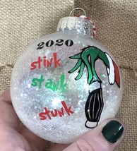 The Grinch 2020 Stink Stank Stunk Round Ball Glitter Ornament Christmas Holiday - £3.09 GBP