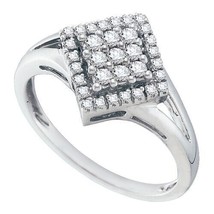 Promise Diamond Square Ring 1/4ctw 10k White Gold Size 7 - £246.83 GBP