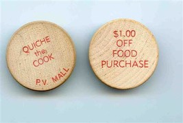 2 Quiche the Cook Wooden Nickels Paradise Valley Mall Phoenix Arizona 19... - £7.83 GBP