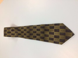 Giorgio Brutini Men’s Neck Tie Gold and Black Block Pattern  - £3.94 GBP