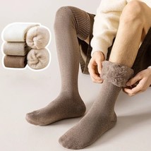 1pair Winter Over-the-knee Cashmere Socks Outdoor Cold Snow Cozy Plush Warm - £9.54 GBP