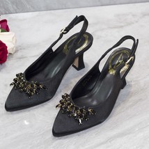 Italian Design Girly Style Shoes Black Gem Decoration Fashion High Heels Wedding - £82.00 GBP